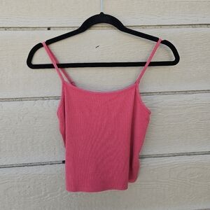 American Eagle pink ribbed cropped tank XS
